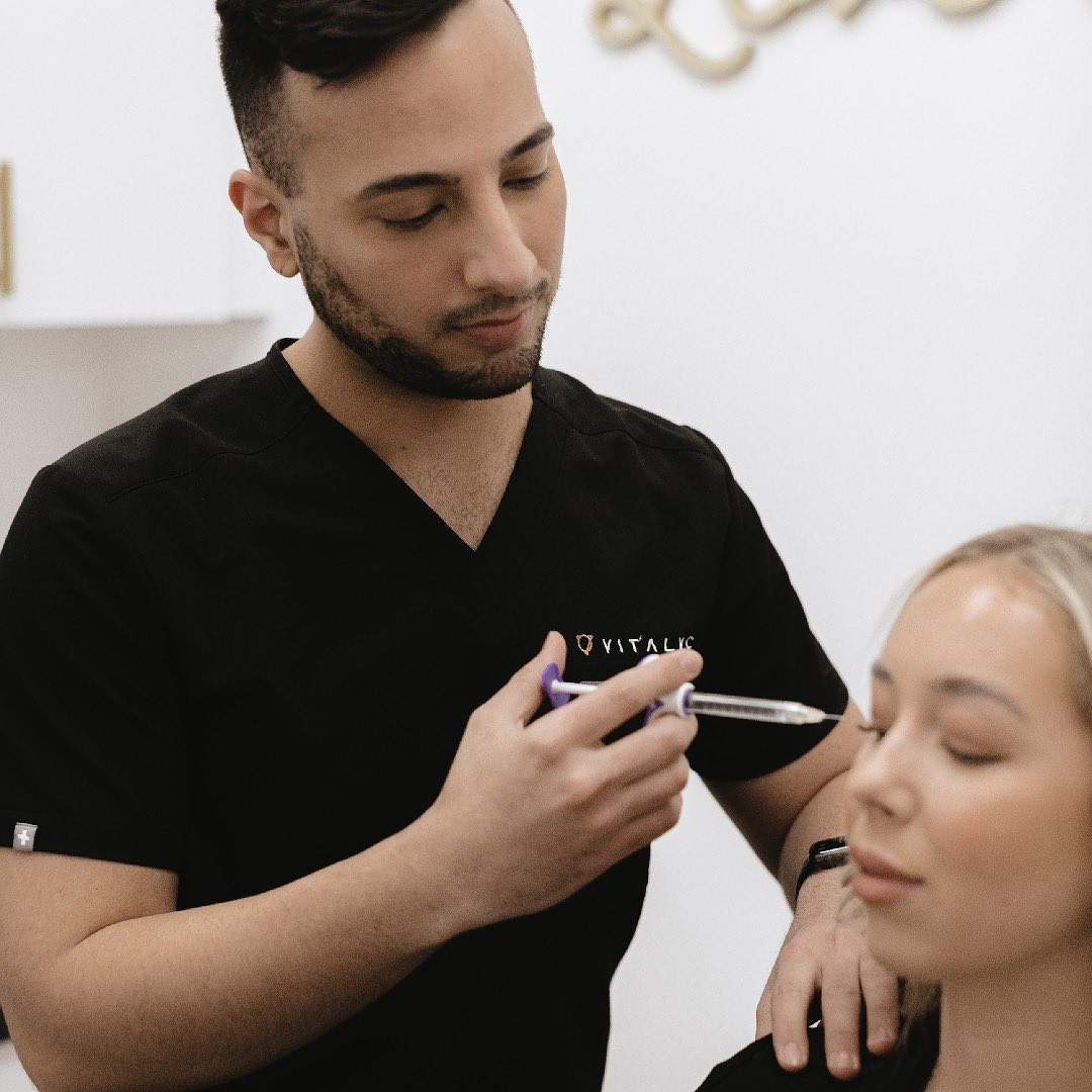 Young lady getting her botox treatment.